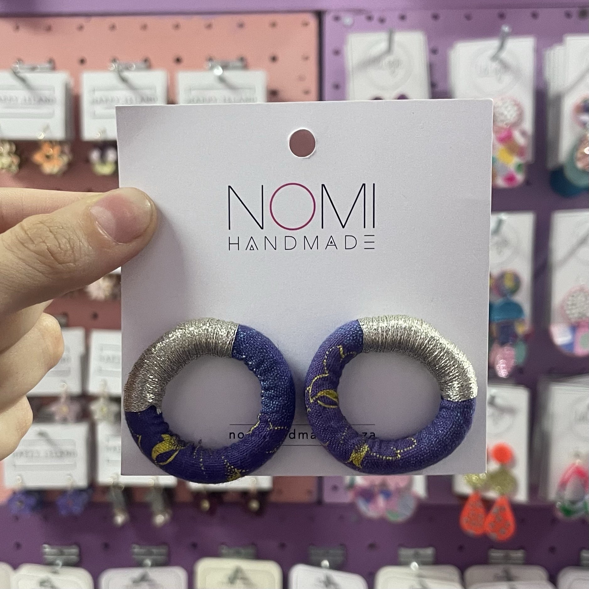 Xoliswa Stud Hoop Earrings Purple Silver