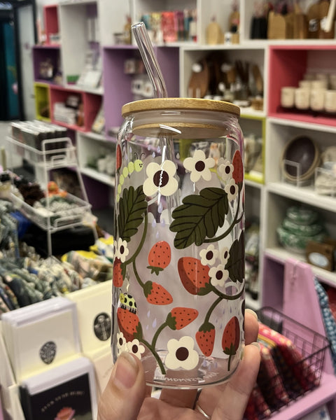 Glass Printed Strawberry Patch