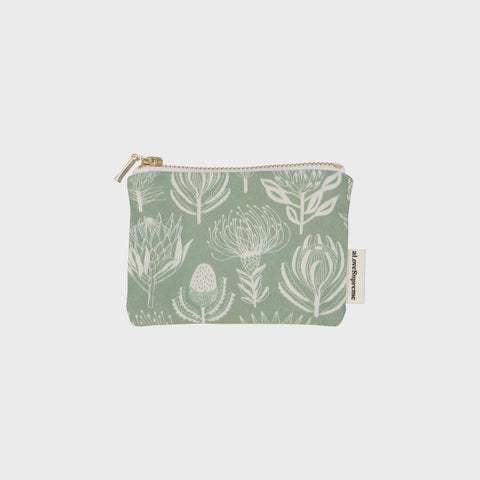 Coin Purses/Floral Kingdom (White On Sage)