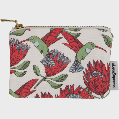 Coin Purses/Protea (Red On White)