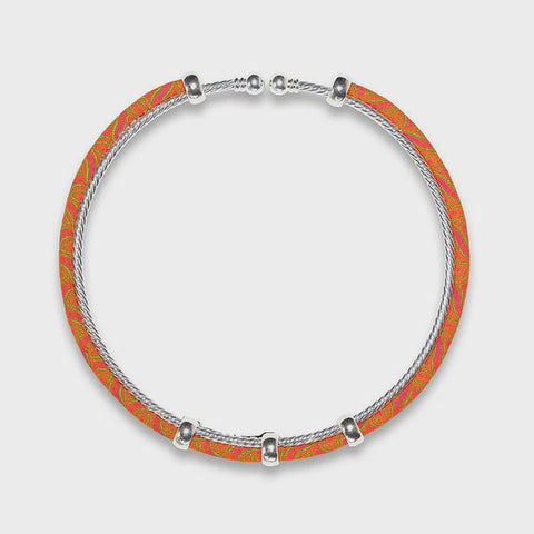 Sibongile Necklace Beaded Neck Ring Orange
