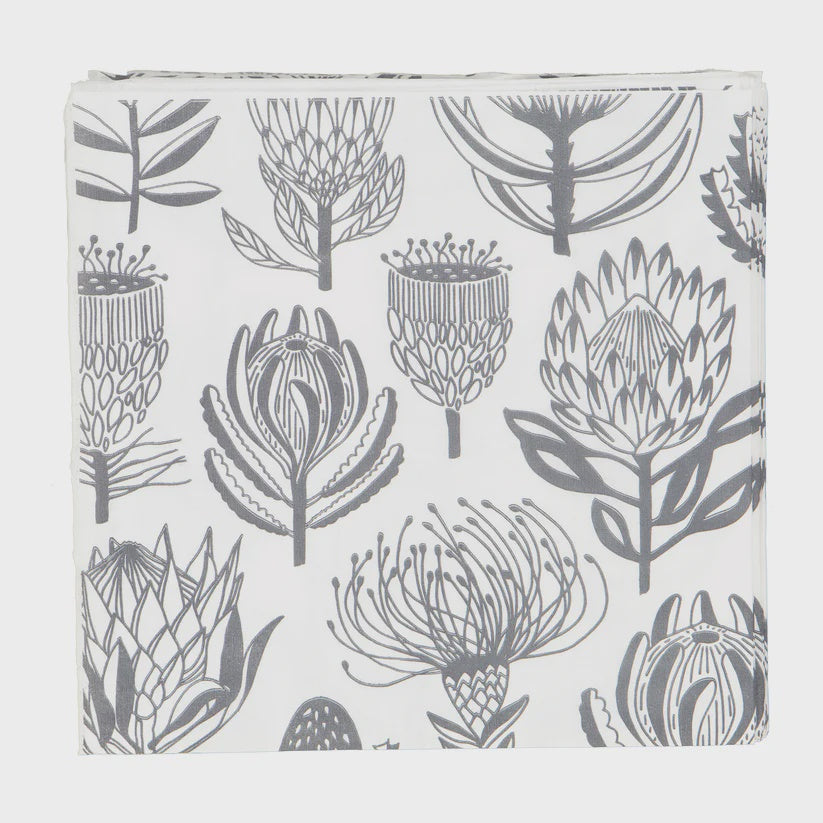 Paper Napkins (25 Set) / Floral Kingdom (Grey On White)