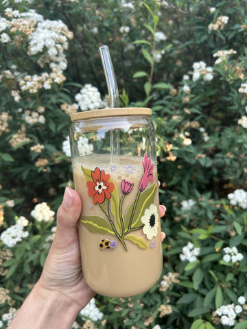 Glass Printed Flower