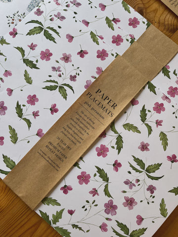 Paper Placemats Pink Geranium