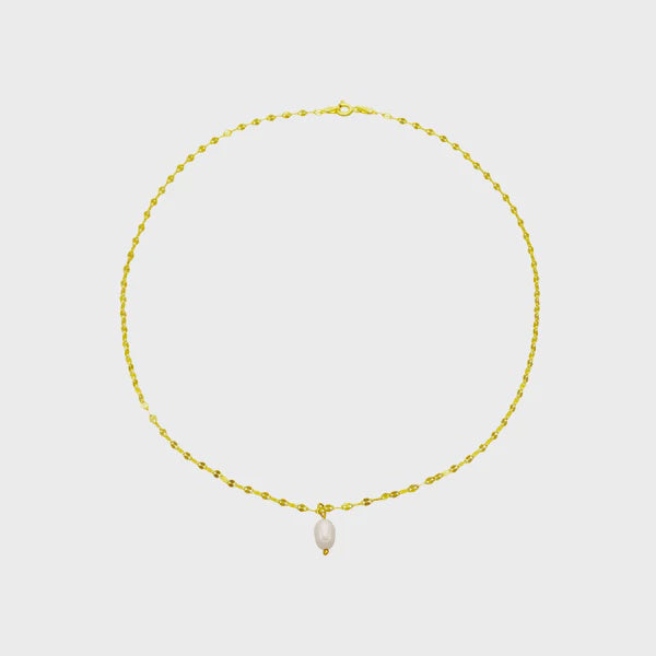 Necklace glitter chain gold with pearl