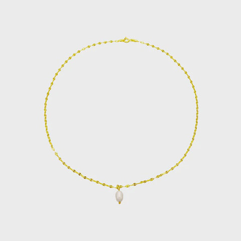 Necklace glitter chain gold with pearl