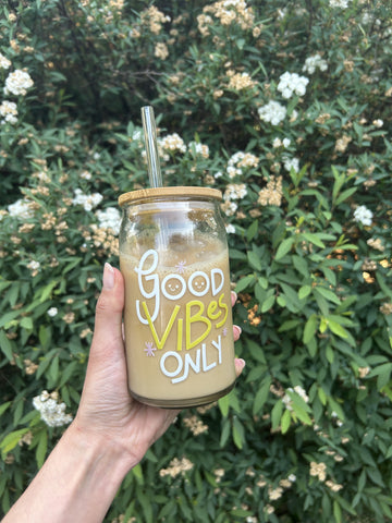 Glass Printed Good Vibes