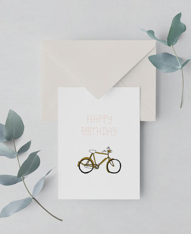 Card A6 Happy Birthday Bicycle