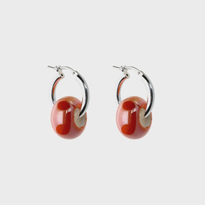 Earring le petit hoop - red - silver