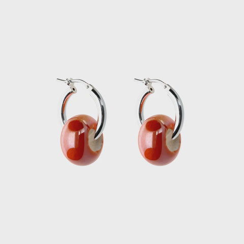 Earring le petit hoop - red - silver
