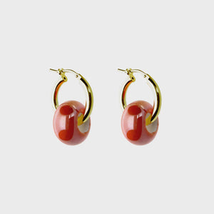 Earring le petit hoop - red - gold