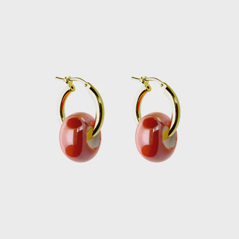 Earring le petit hoop - red - gold