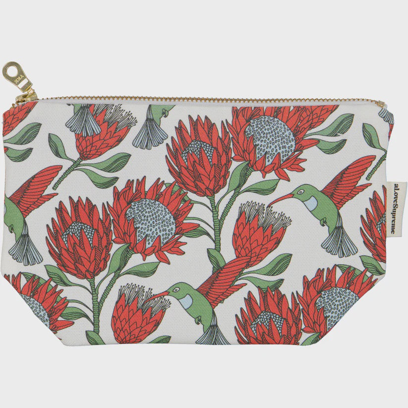 Pouches (Makeup) / Protea (Red On White)
