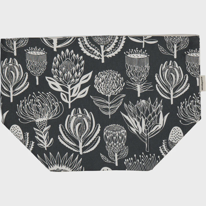 Fabric Pots (Medium) / Floral Kingdom (White On Grey)