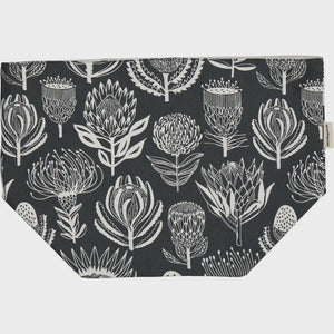 Fabric Pots (Medium) / Floral Kingdom (White On Grey)