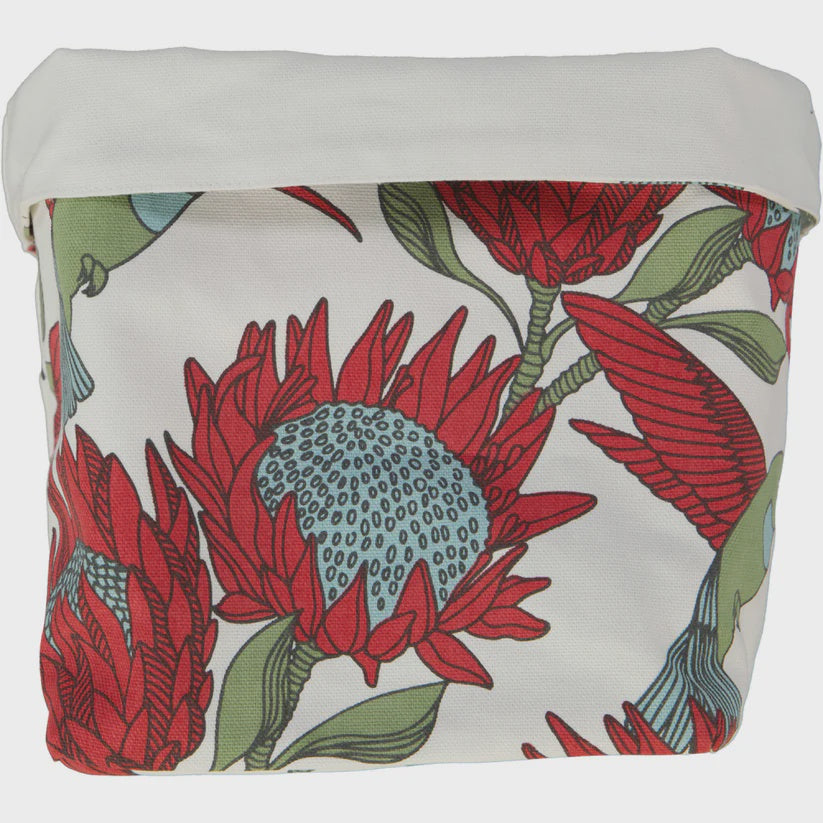 Fabric Pots (Medium) / Protea (Red On White)