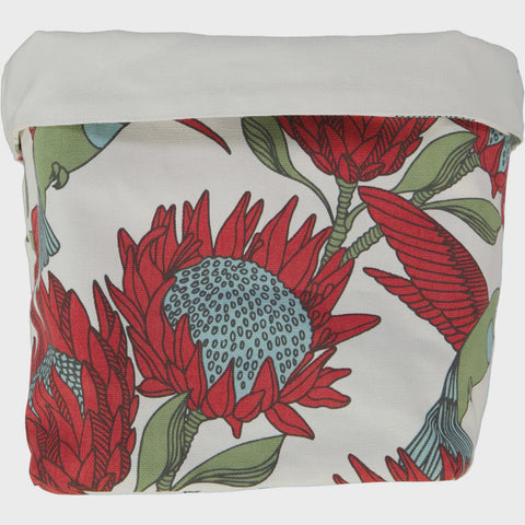 Fabric Pots (Medium) / Protea (Red On White)