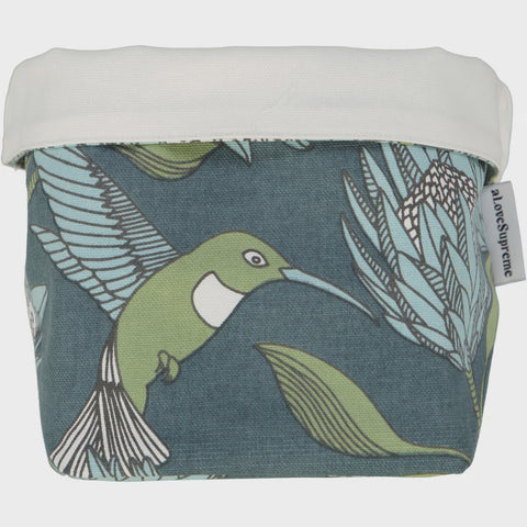 Fabric Pots (Small) / Protea (Blue On Gunmetal)