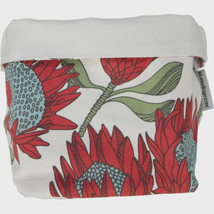 Fabric Pots (Small) / Protea (Red On White)