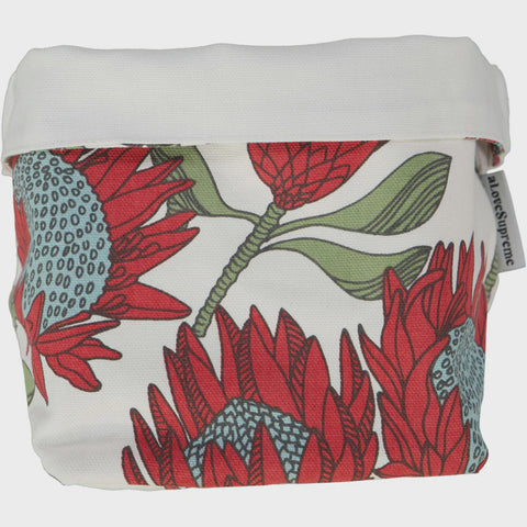 Fabric Pots (Small) / Protea (Red On White)