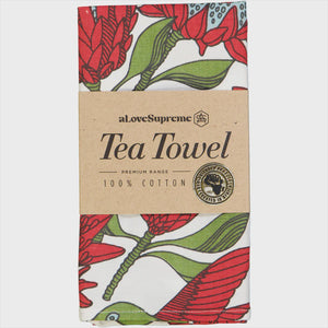 Tea Towels / Protea (Red on White)