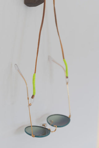 Nifties Sunglasses Strap | Tan | Neon Yellow