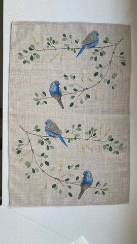 Tea Towels Linen Blend Blue Waxbill