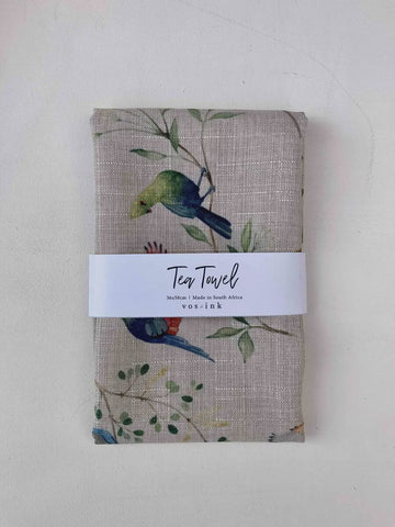 Tea Towel Linen Blend Indigenous Birds