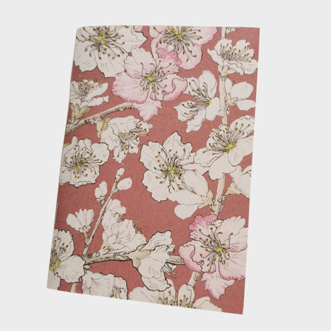 Notebook A6 Softcover Peach Blossoms on dusky pink