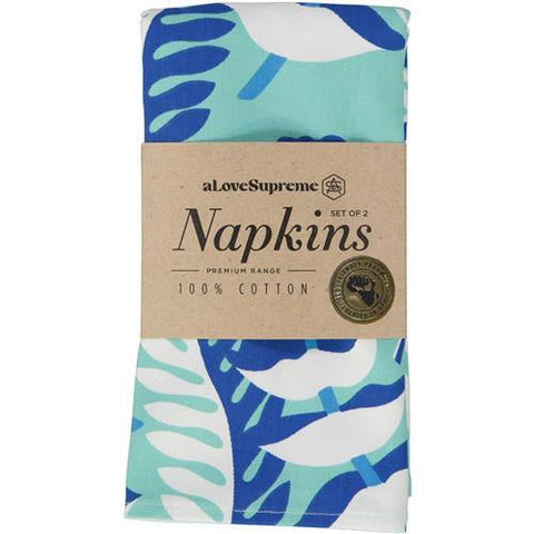 Napkins Fabric Set Of 2 Ocean Sway Sand On Aqua