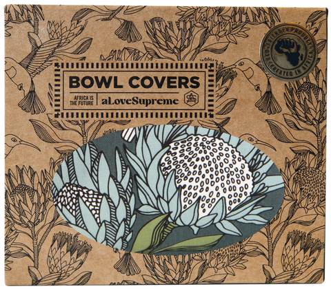 Bowl Cover Sets Of 3 Protea Blue On Gunmetal