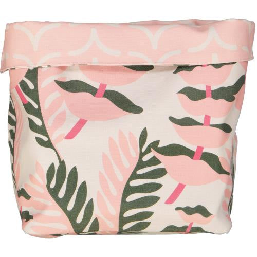 Fabric Pots/Buckets Ocean Sway Pink On Sand / Whales Tails Pink Medium