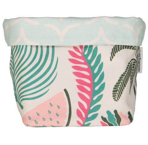 Fabric Pots/Buckets Summer Breeze Sand / Whales Tails Mint Small