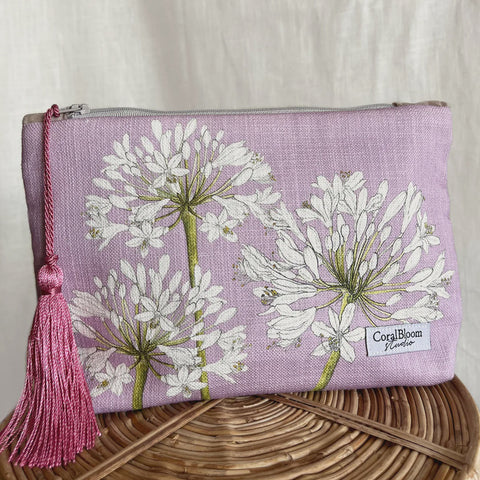 Clutch Large Cotton Agapanthus on Lilac