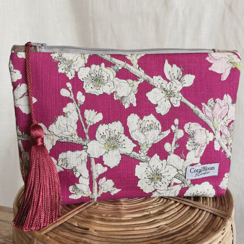 Clutch Large Cotton Blossoms on Cerise