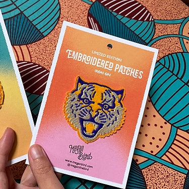 Embroidered Patches Purple tiger