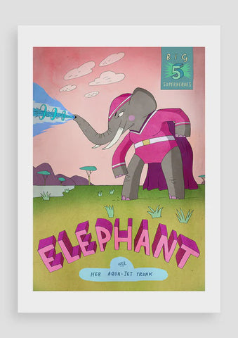 Print A5 Big 5 Superheroes Elephant
