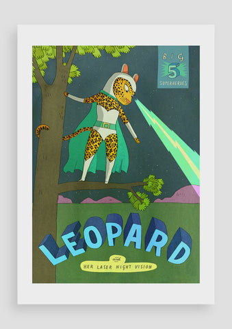 Print A5 Big 5 Superheroes Leopard