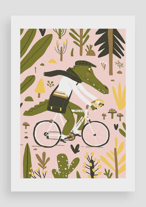 Print A4 Cycling Crocodile