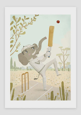 Print A4 Sports Animals Cricket Elephant