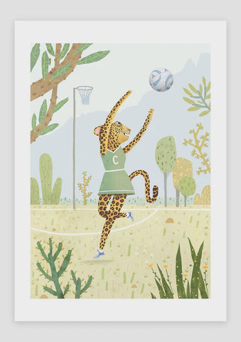 Print A4 Sports Animals Netball Leopard