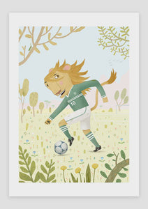 Print A5 Sports Animals Soccer Lion